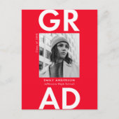 Kleurrijke afstudeerfeest foto met rode achtergron uitnodiging briefkaart (Voorkant)