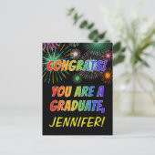 Kleurrijke Afstudeerfelicitatie + Eigen Naam Briefkaart (Staand voorkant)