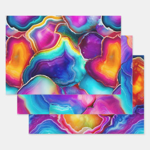 Kleurrijke agaat abstract met wervelende lagen inpakpapier vel