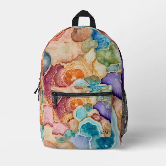 Kleurrijke Agaat Geode Edelsteen (7) Bedrukte Rugzak (Voorkant)