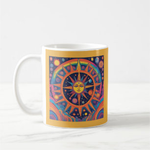 Kleurrijke AI Celestial Zon en Planeten Koffiemok