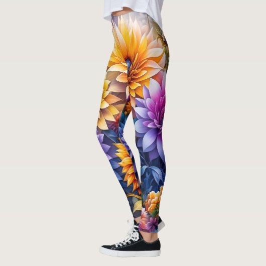 kleurrijke AI kunstbloemen Leggings (Links)