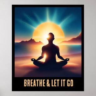 Kleurrijke Ai Motivatie Yoga Meditatie Ademen Poster