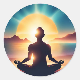 Kleurrijke Ai Motivatie Yoga Meditatie Ademen Ronde Sticker