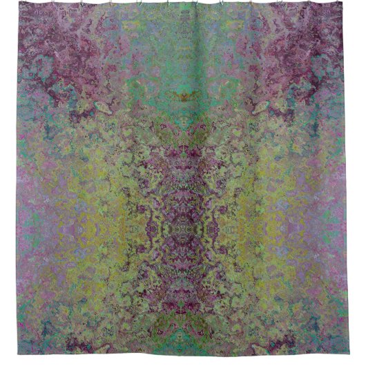 Kleurrijke Alcoholinkt, Groen en Bourgogne Abstrac Douchegordijn (Voorkant)