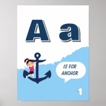 Kleurrijke alfabet-leerposter letter A