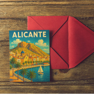 Kleurrijke Alicante Spanje Vintage Travel Painting Briefkaart