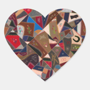 Kleurrijke Americana Patchwork Crazy Quilt Pattern Hart Sticker
