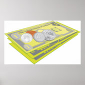 Kleurrijke Amerikaanse geld en munten Poster (Voorkant)