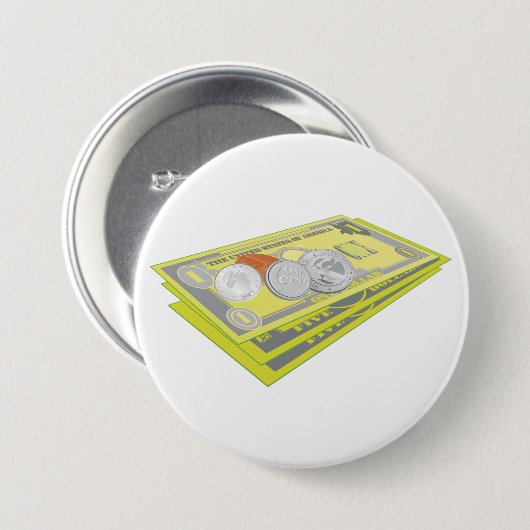 Kleurrijke Amerikaanse geld en munten Ronde Button 7,6 Cm (Voorkant /achterkant)