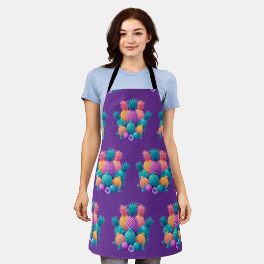 Kleurrijke ananananas schort (Gedragen)