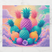 Kleurrijke ananananas sparkling wijnetiket (Enkel label)