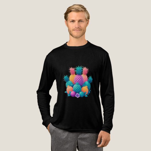 Kleurrijke ananananas Tri-Blend shirt (Voorkant)