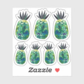 Kleurrijke anananas Waterverf Art Green Set Sticker (Vel)