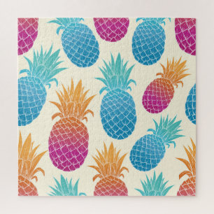 Kleurrijke ananas lichtgele achtergrond legpuzzel