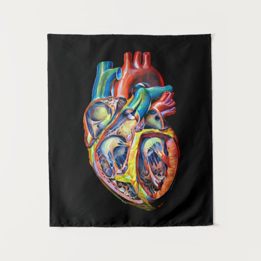 kleurrijke anatomie van het menselijk hart abstrac wandkleed (Voorkant)