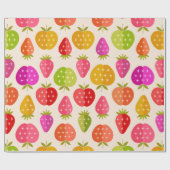 Kleurrijke appels en aardbeien met Retro Stars Cadeaupapier (Vlak)