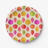 Kleurrijke appels en aardbeien met Retro Stars Papieren Bordje (Voorkant)