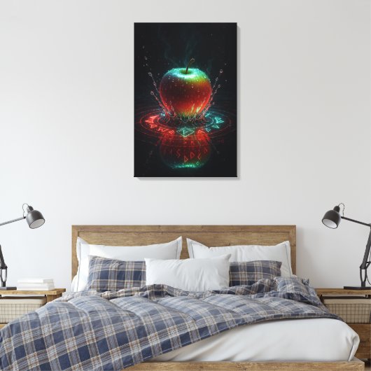 Kleurrijke Apple Splash in Geometrische Energie Ri Canvas Afdruk (Insitu (Slaapkamer))