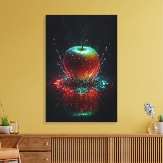 Kleurrijke Apple Splash in Geometrische Energie Ri Canvas Afdruk (Insitu (Woonkamer))
