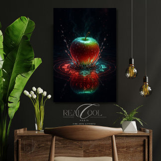 Kleurrijke Apple Splash in geometrische energierin Canvas Afdruk