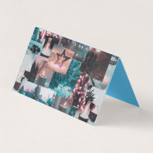 Kleurrijke Aqua & Roze Kerstmis Collage Gevouwen K