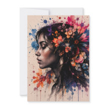 Kleurrijke Aquarel Bloemige Vrouw Artistiek