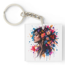 Kleurrijke Aquarel Bloemige Vrouw Artistiek