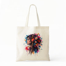 Kleurrijke Aquarel Bloemige Vrouw Artistieke Boods