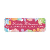 Kleurrijke aquarel Botanische bloemen & bladeren Etiket (Voorkant)