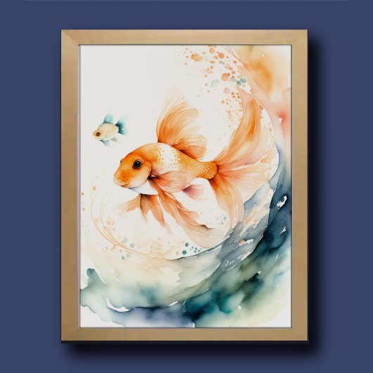 Kleurrijke aquarel goudvis poster