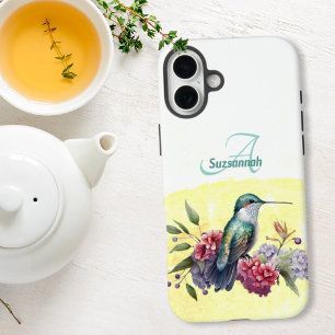 Kleurrijke Aquarel Kolibrie Gepersonaliseerd  iPhone 16 Plus Hoesje