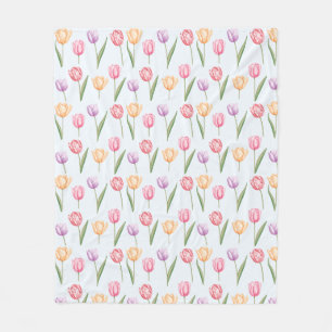 Kleurrijke Aquarel Tulpen Bloem Patroon Fleece Deken