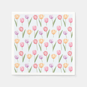 Kleurrijke Aquarel Tulpen Bloem Patroon Servet