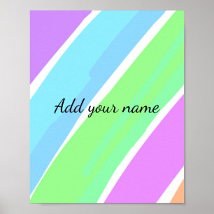 Kleurrijke aquarel voeg je naam tekst toe poster