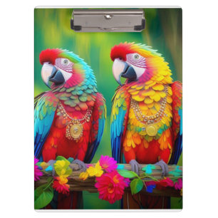 Kleurrijke ara vogels op de tak-67859 klembord