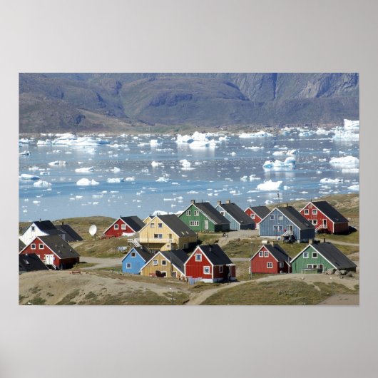 Kleurrijke architectuur van de stad Narsaq, Poster (Voorkant)