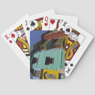 Kleurrijke architectuur van de wijk La Boca Pokerkaarten