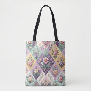 Kleurrijke Argyle pastel Pasen/Lente Draagtas