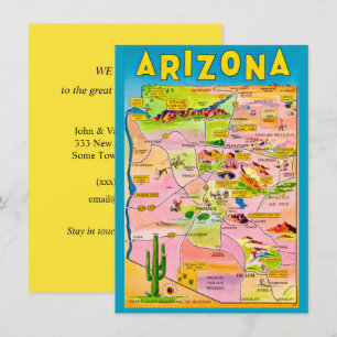 Kleurrijke Arizona Kaart Bewegende Aankondiging