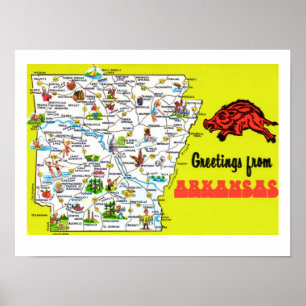 Kleurrijke Arkansas Briefkaart Kaart Afdrukken Poster