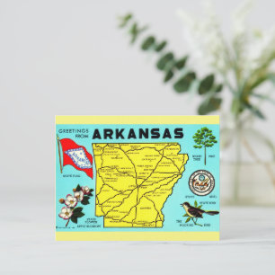 Kleurrijke Arkansas Kaart Briefkaart