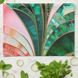 Kleurrijke Art Deco keukenhanddoek