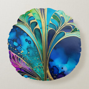 Kleurrijke Art Deco Ronde Sierkussen Rond Kussen