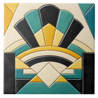 Kleurrijke Art Deco stijl Keramiek Tegeltje