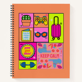 Kleurrijke Art Grid Notitieboek Hoesje