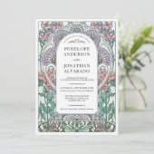 Kleurrijke Art Nouveau bruiloft uitnodigingen (set (Staand voorkant)