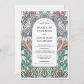 Kleurrijke Art Nouveau bruiloft uitnodigingen (set (Voorkant / Achterkant)