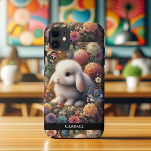 Kleurrijke Art Nouveau Bunny Flower Garden iPhone 11 Hoesje