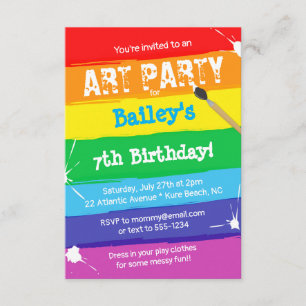 Kleurrijke Art Paint Party Verjaardagsfeest Kaart